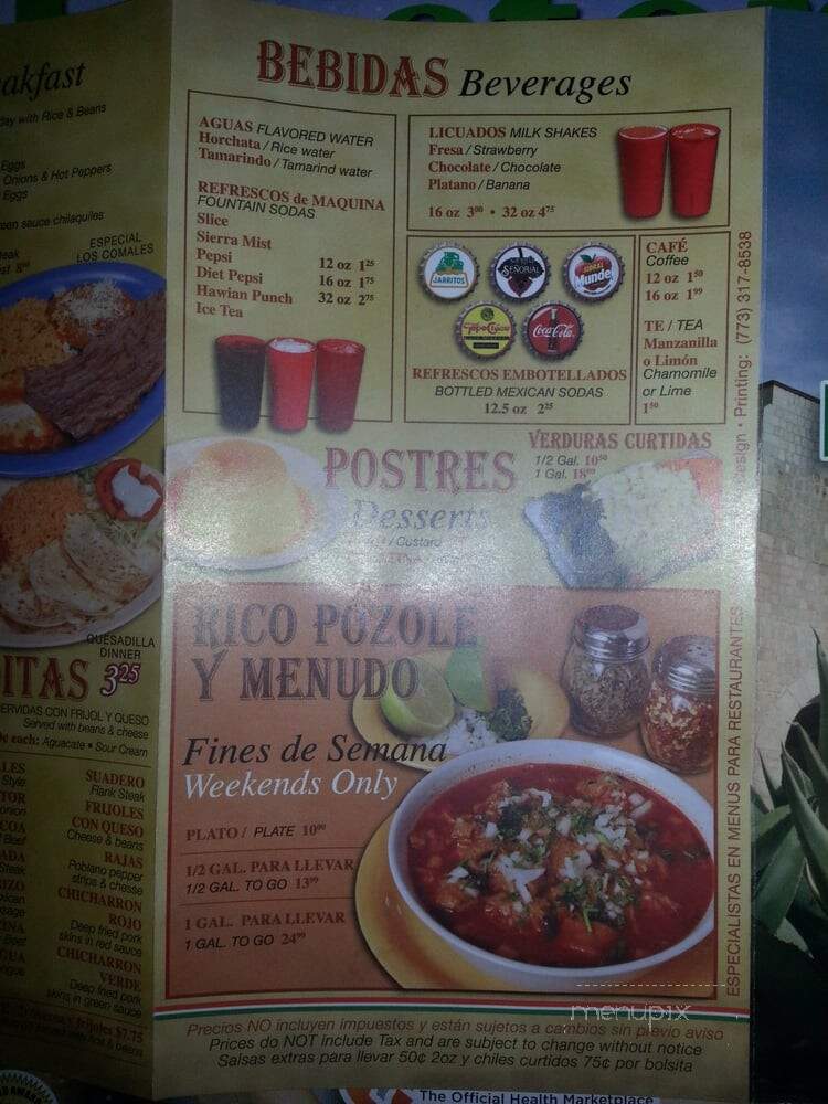 Taqueria Los Comales - Chicago, IL menu_pic