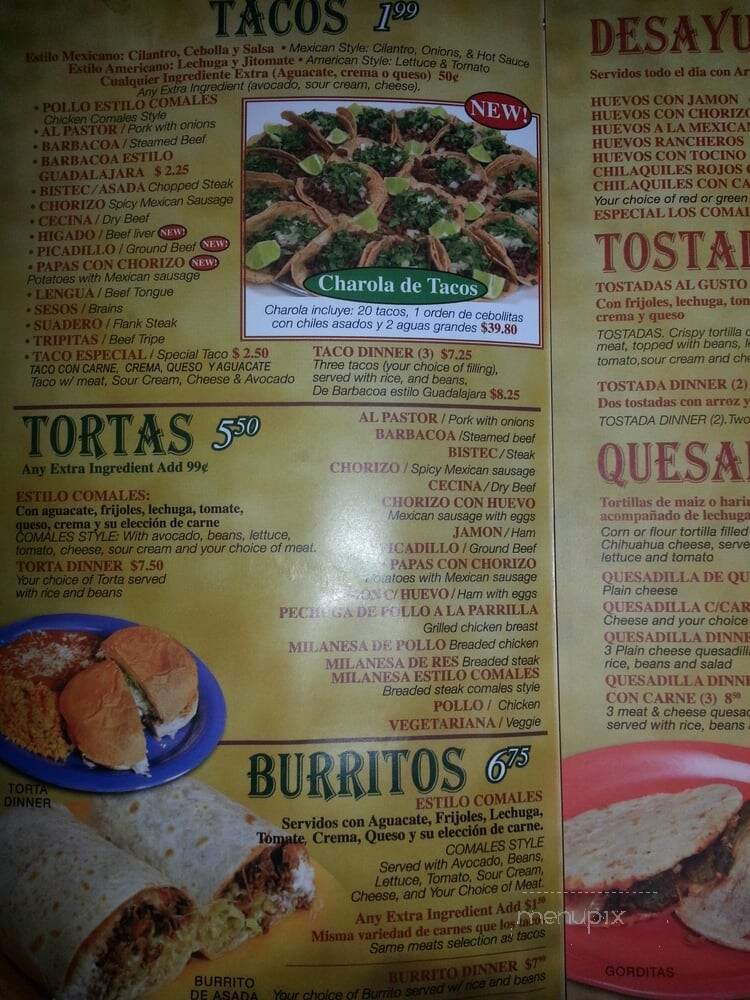 Taqueria Los Comales - Chicago, IL menu_pic