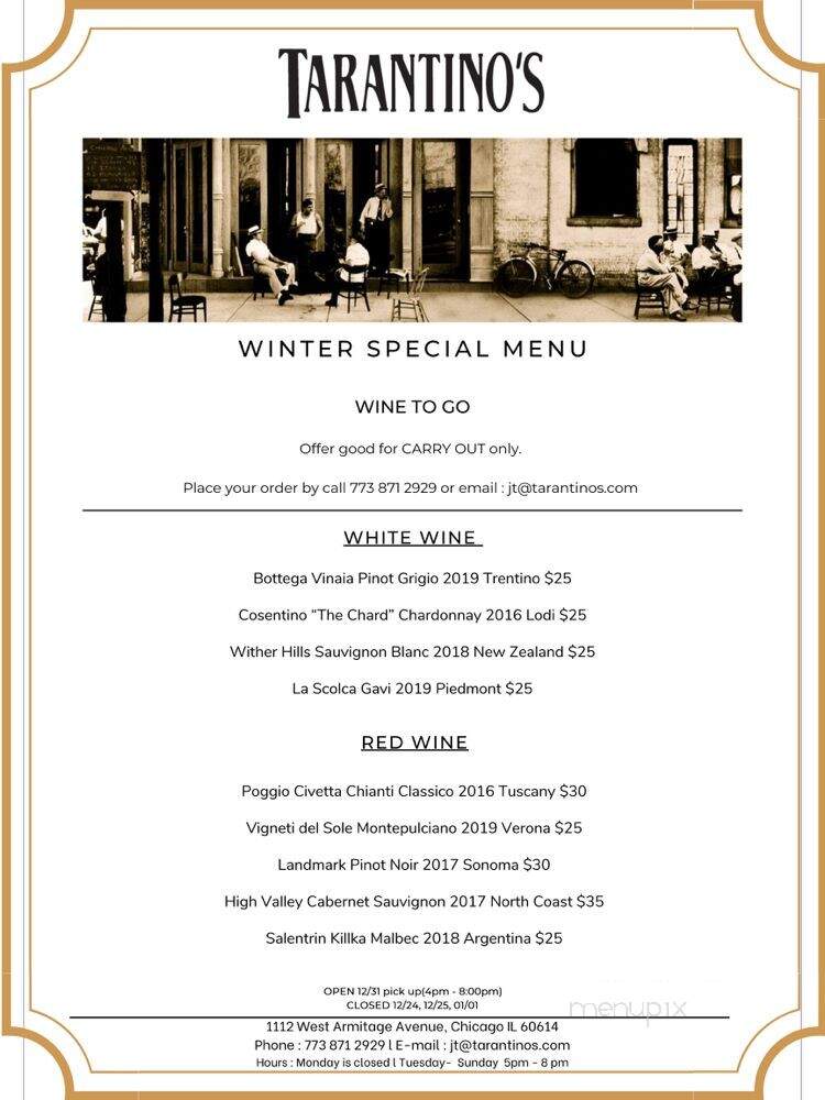 Tarantino's - Chicago, IL menu_pic
