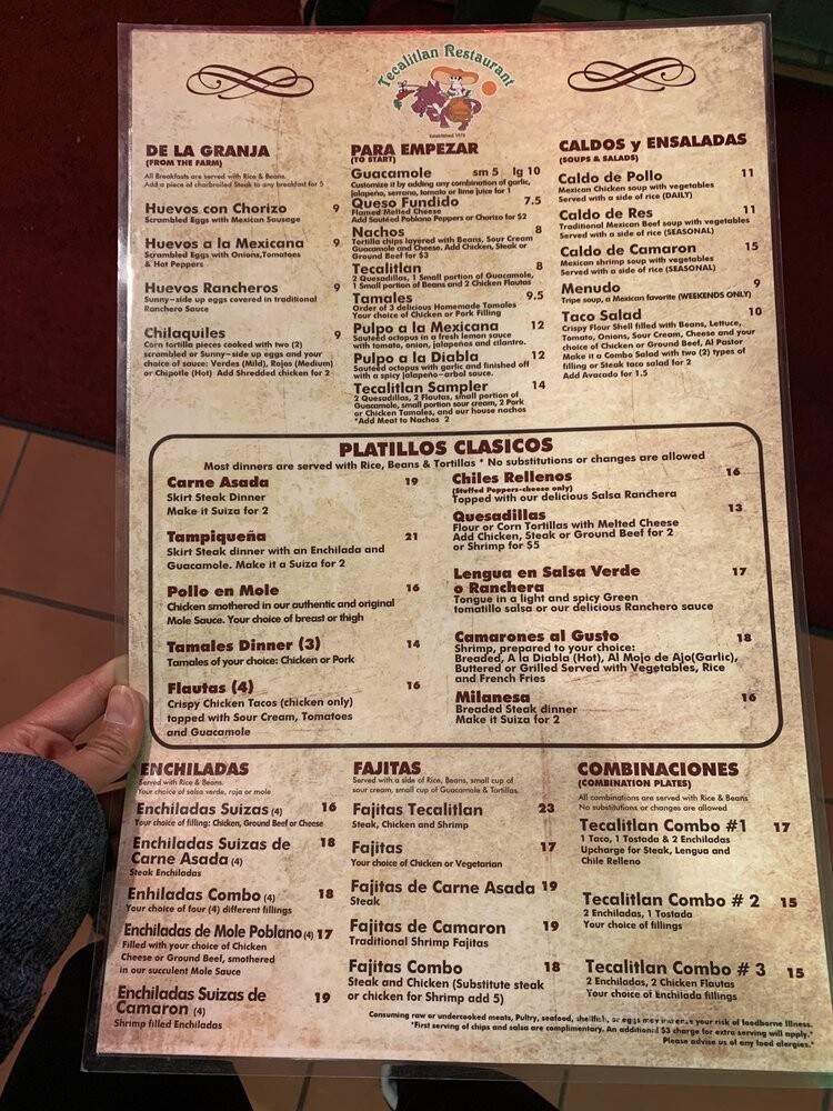 Tecalitlan Restaurant - Chicago, IL menu_pic