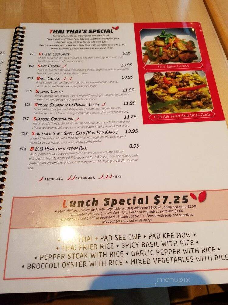 Thai Thai Restaurant - Chicago, IL menu_pic