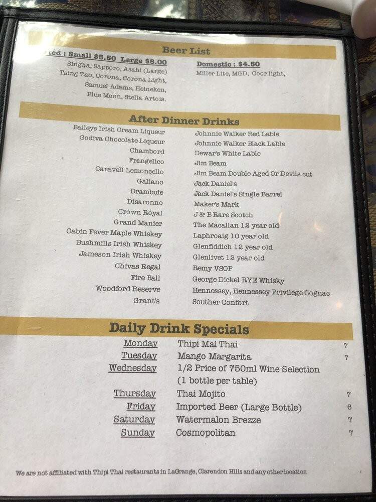 Thipi Thai Restaurant - Glen Ellyn, IL menu_pic