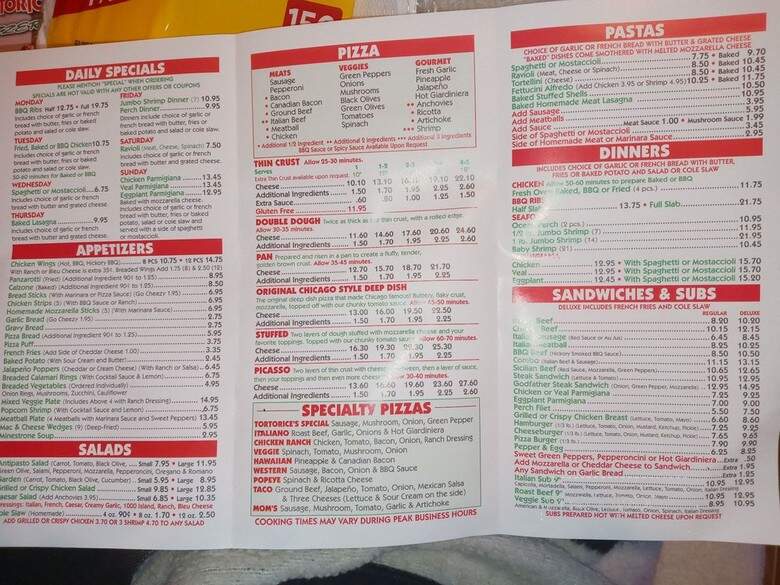 Tortorice's Pizzeria - Downers Grove, IL menu_pic