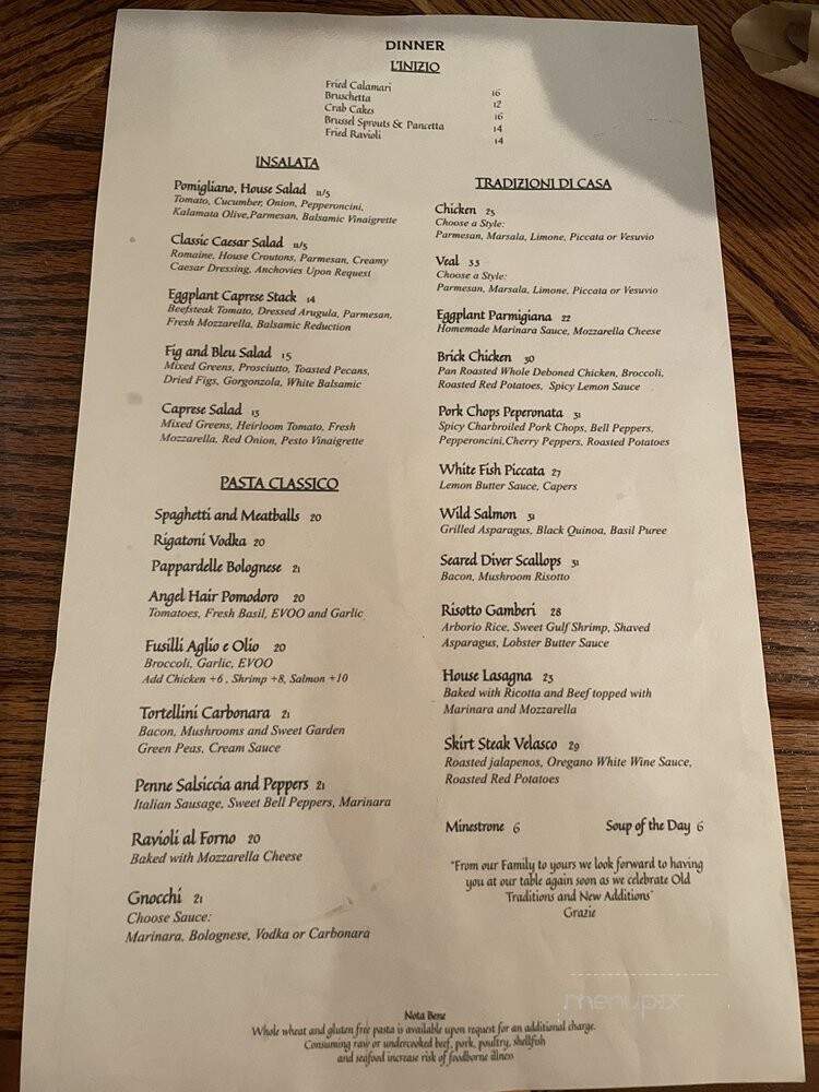 Trattoria Pomigliano - Libertyville, IL menu_pic