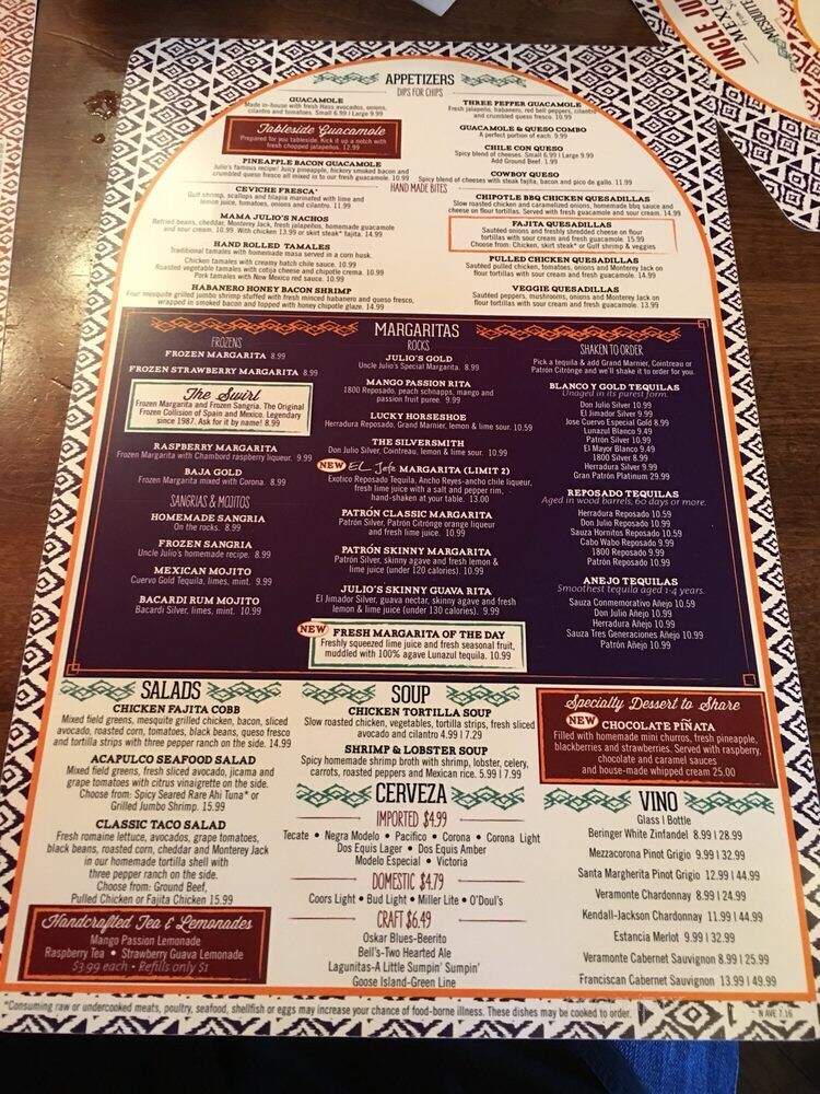Uncle Julio's Hacienda - Chicago, IL menu_pic