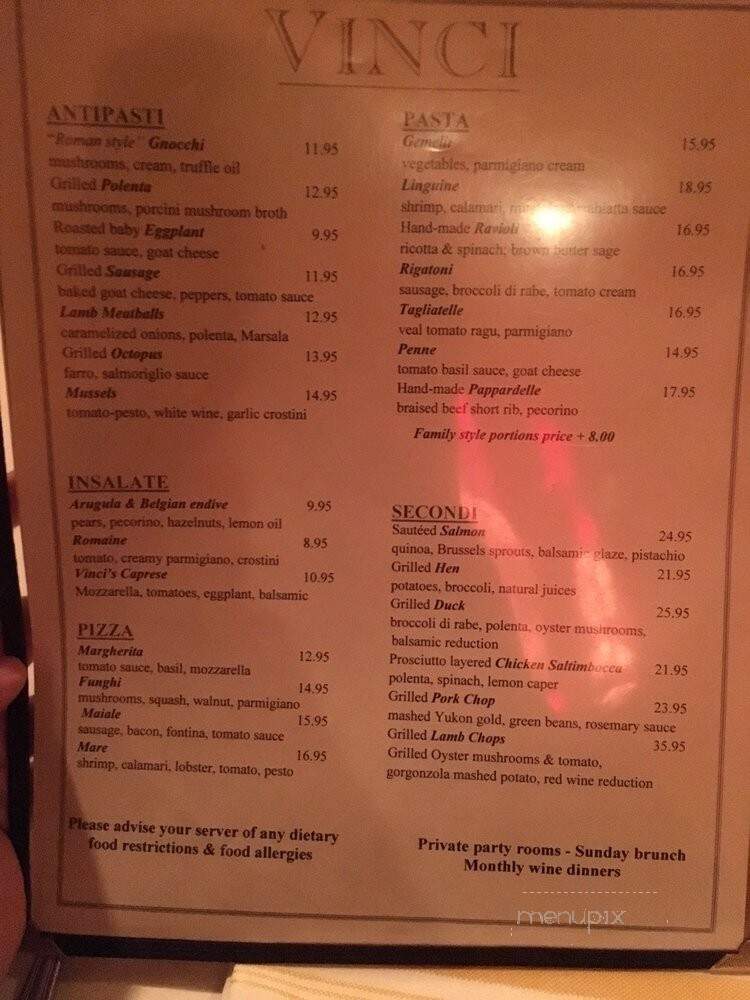 Vinci Restaurant - Chicago, IL menu_pic