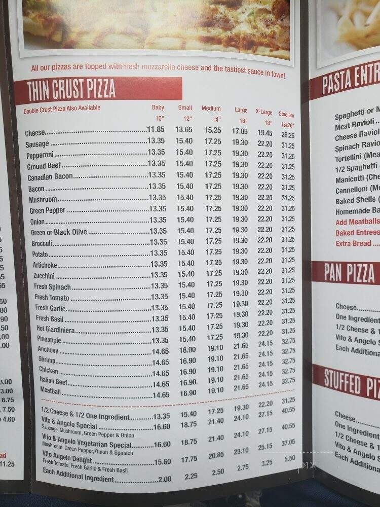 Vito & Angelo's Pizzeria - Chicago, IL menu_pic