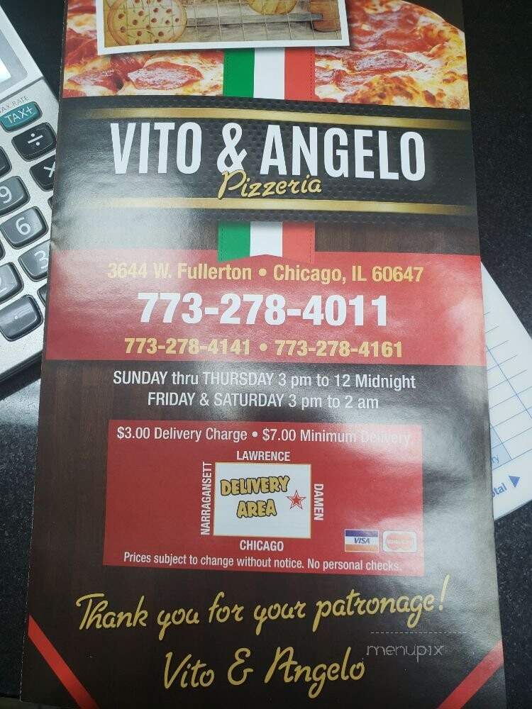 Vito & Angelo's Pizzeria - Chicago, IL menu_pic