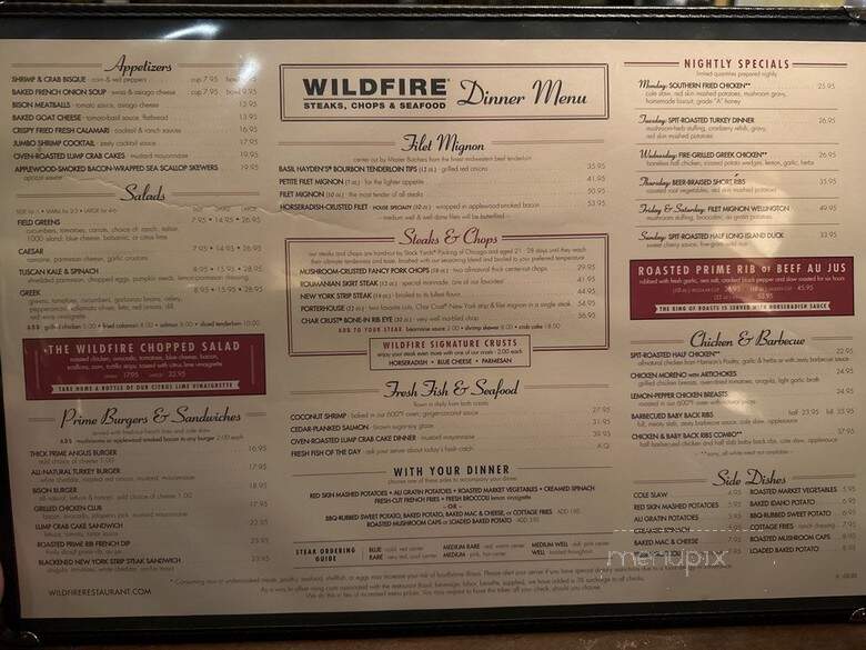 Wildfire - Schaumburg, IL menu_pic