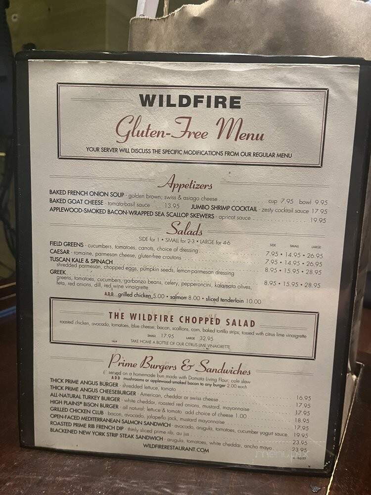 Wildfire - Oak Brook, IL menu_pic