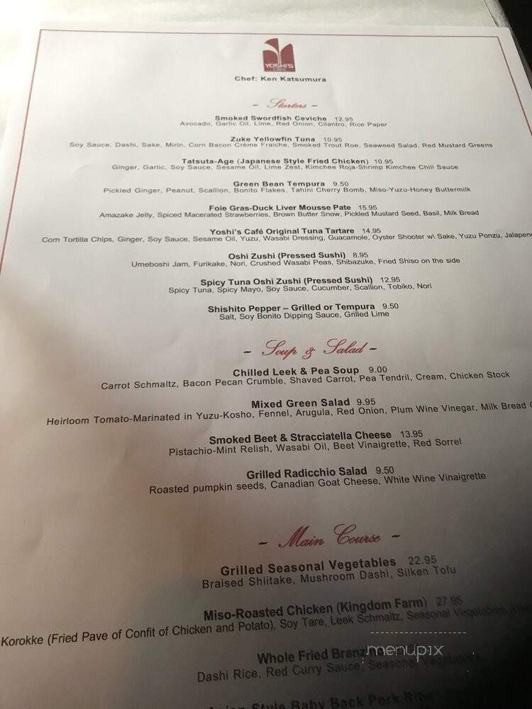 Yoshi's Cafe - Chicago, IL menu_pic