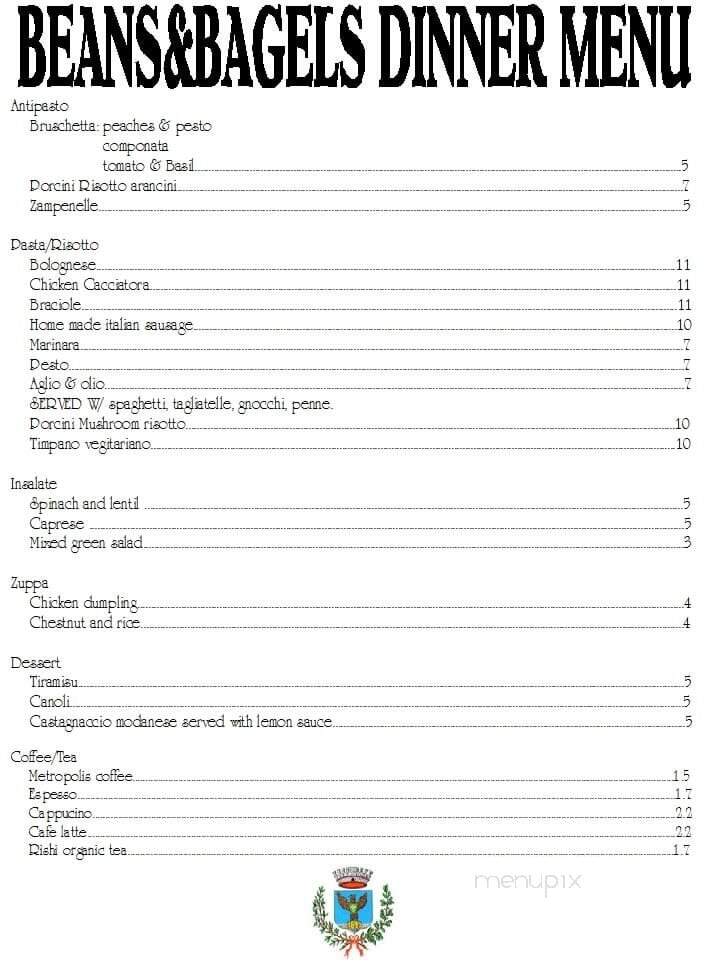 Beans & Bagels - Chicago, IL menu_pic