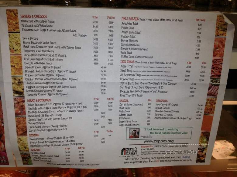 Zeppe's Italian Market - Naperville, IL menu_pic
