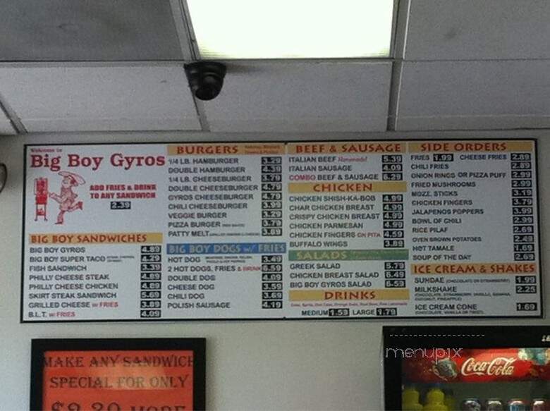 Big Boy Gyros - Chicago, IL menu_pic