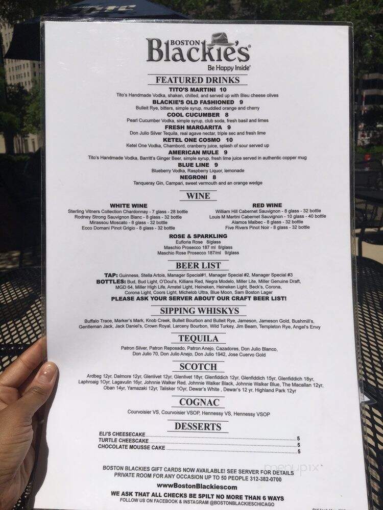 Boston Blackie's - Chicago, IL menu_pic