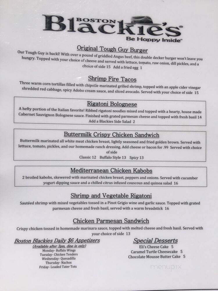 Boston Blackie's - Chicago, IL menu_pic