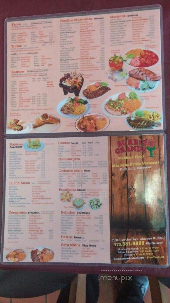 Burrito Grande - Chicago, IL menu_pic