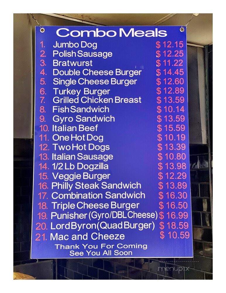Byron's Hot Dog Haus - Chicago, IL menu_pic