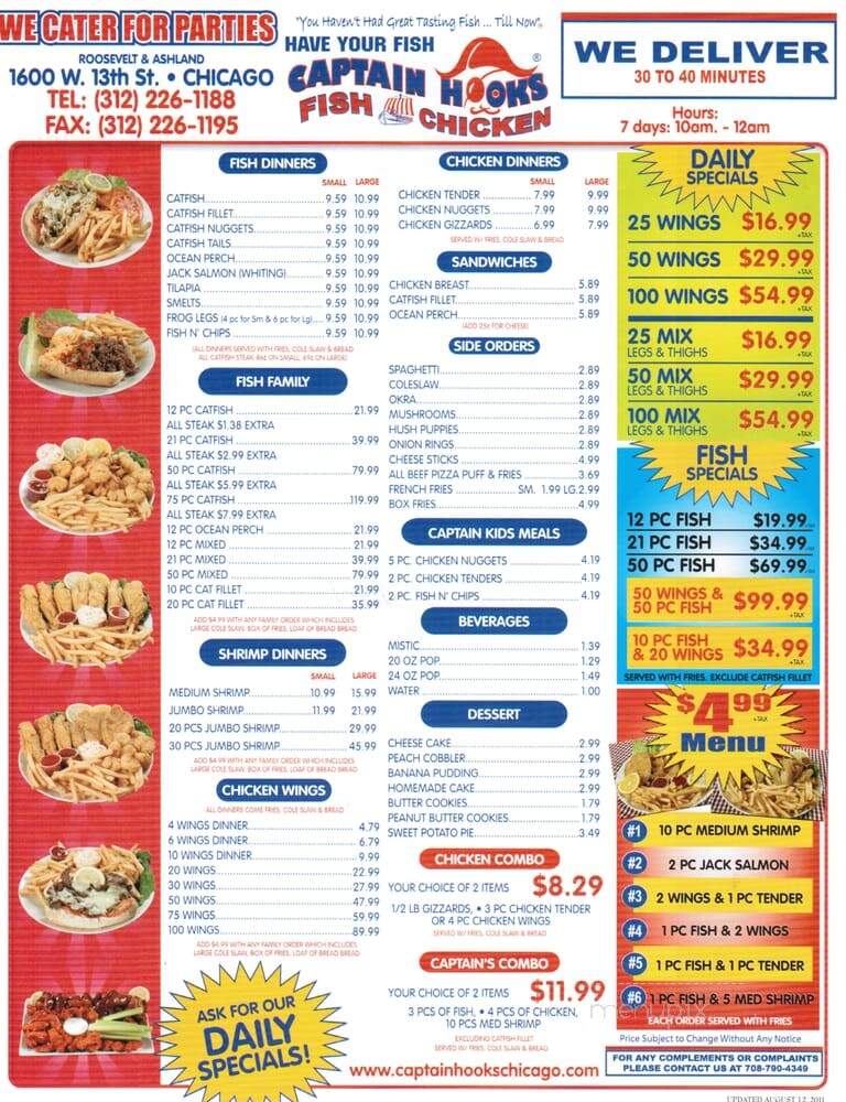 Captain Hooks Fish & Chicken - Chicago, IL menu_pic