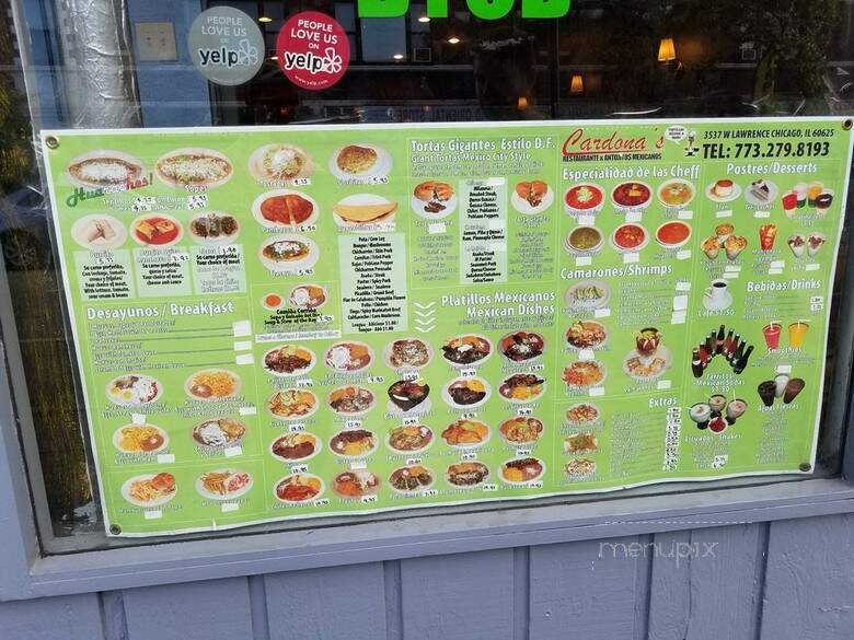 Cardona's Restaurant - Chicago, IL menu_pic