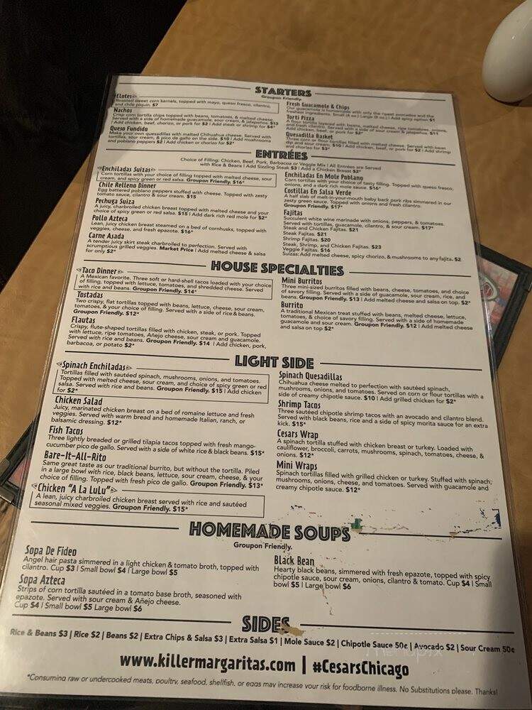 Cesar's - Chicago, IL menu_pic