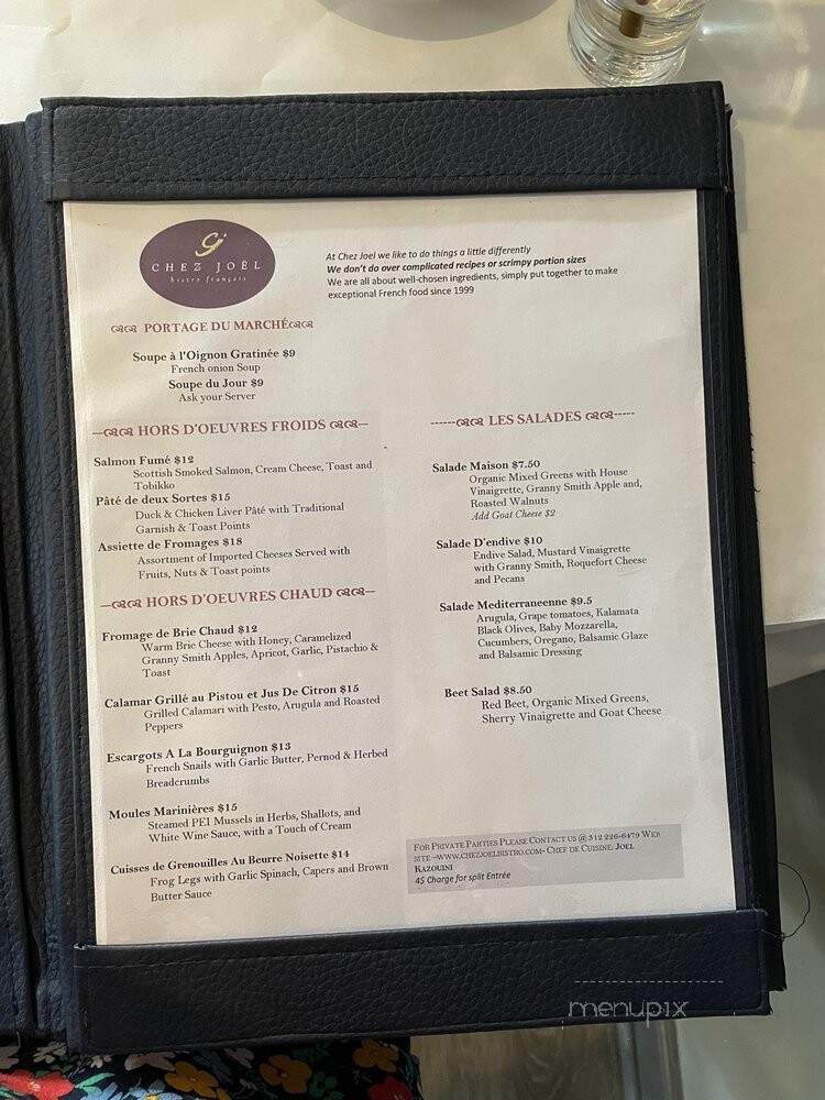 Chez Joel - Chicago, IL menu_pic
