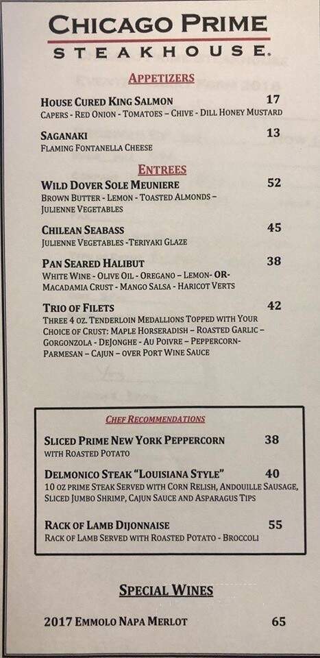 Chicago Prime Steakhouse - Schaumburg, IL menu_pic
