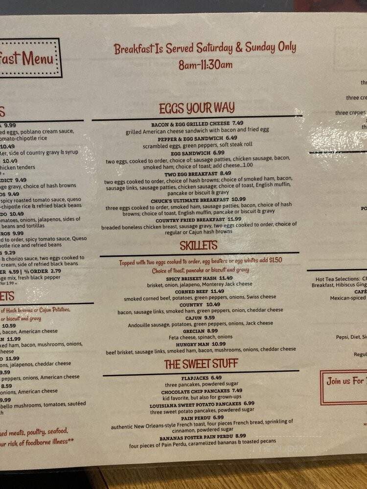 Chuck's Southern Comfort Cafe - Burbank, IL menu_pic
