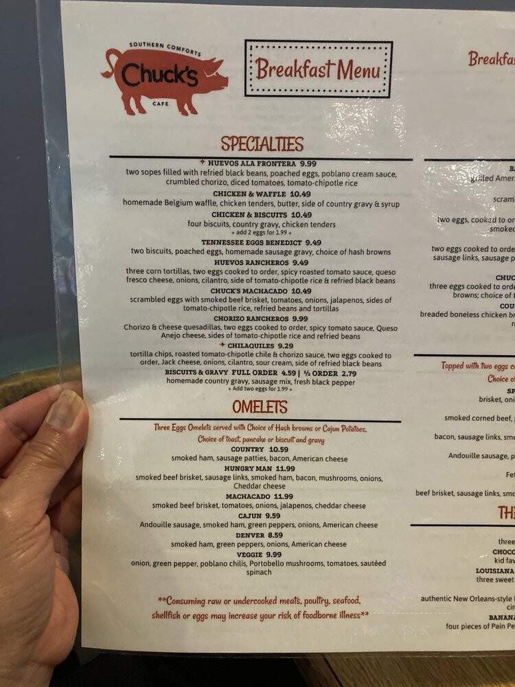 Chuck's Southern Comfort Cafe - Burbank, IL menu_pic