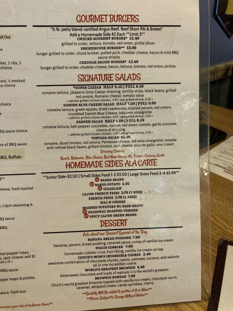 Chuck's Southern Comfort Cafe - Burbank, IL menu_pic