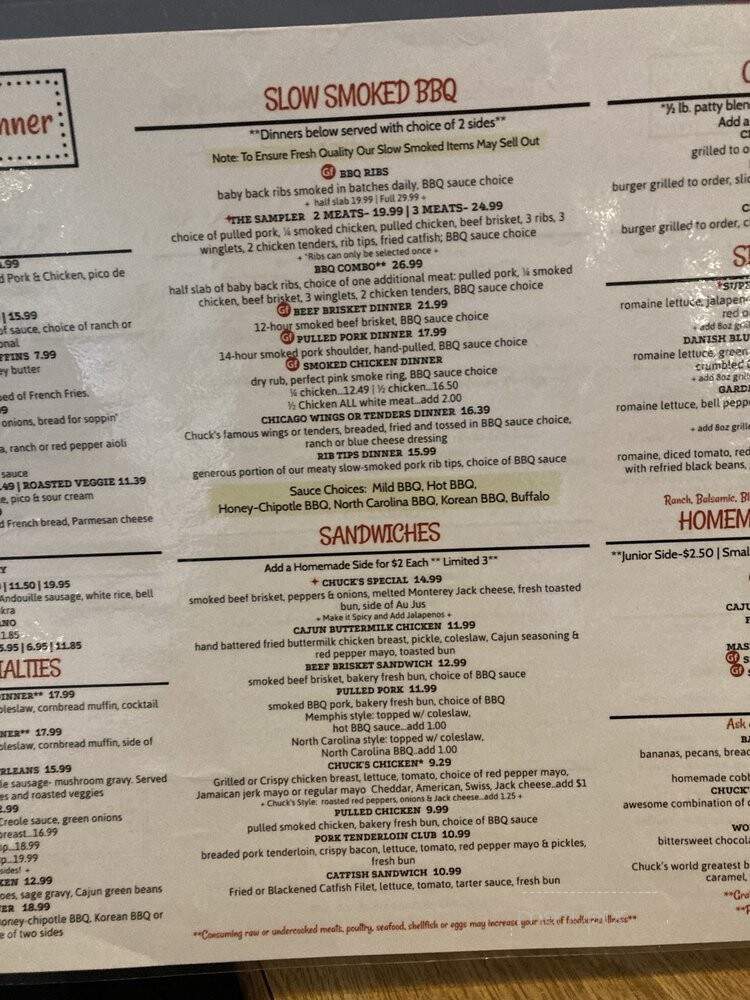 Chuck's Southern Comfort Cafe - Burbank, IL menu_pic