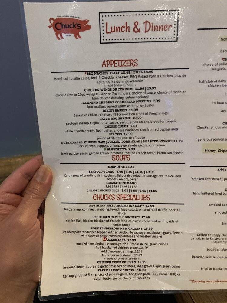 Chuck's Southern Comfort Cafe - Burbank, IL menu_pic