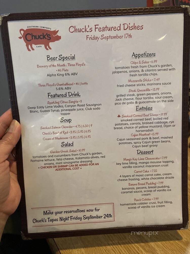 Chuck's Southern Comfort Cafe - Burbank, IL menu_pic