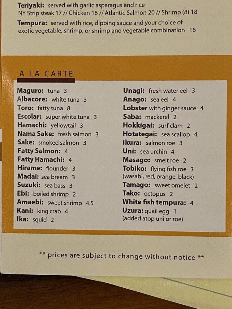 Coast Sushi Bar - Chicago, IL menu_pic