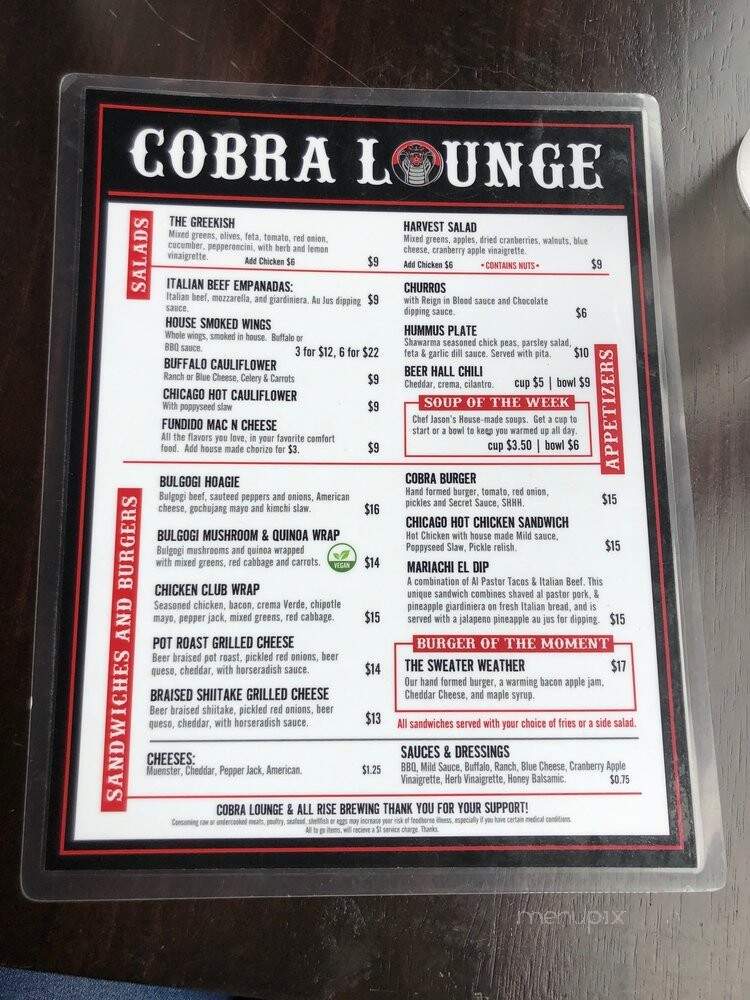 Cobra Lounge - Chicago, IL menu_pic