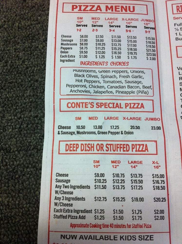 Conte's Pizza - Chicago, IL menu_pic