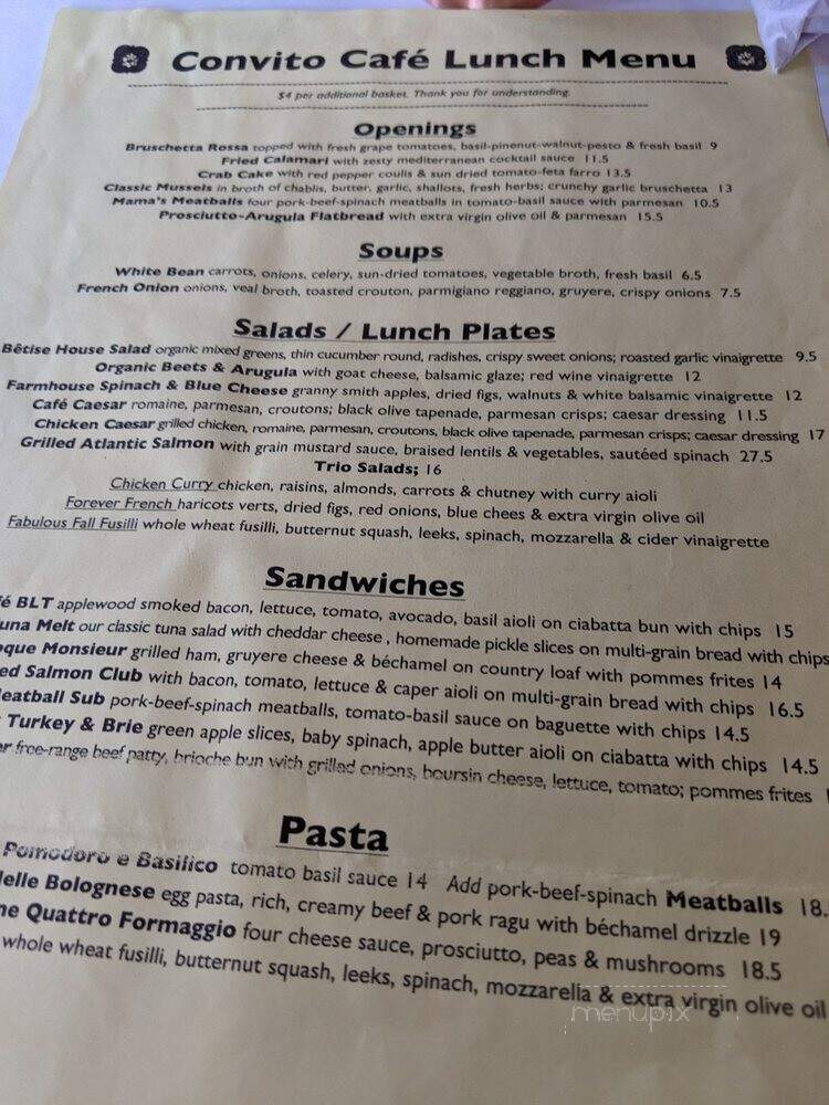 Convito Cafe & Market - Wilmette, IL menu_pic