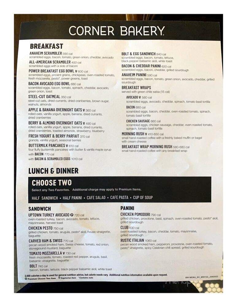 Corner Bakery Cafe - Chicago, IL menu_pic
