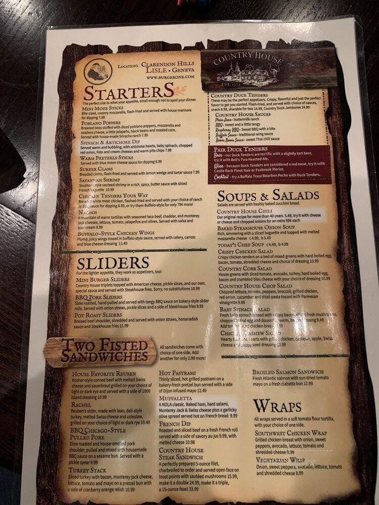 Country House Inc - Lisle, IL menu_pic