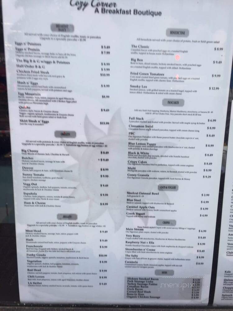 Cozy Corner Coffee Shop - Oak Park, IL menu_pic