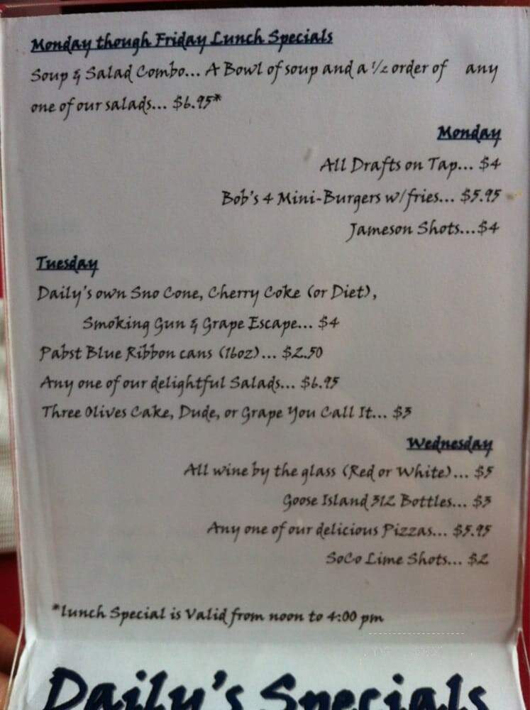 Daily Bar & Grill - Chicago, IL menu_pic