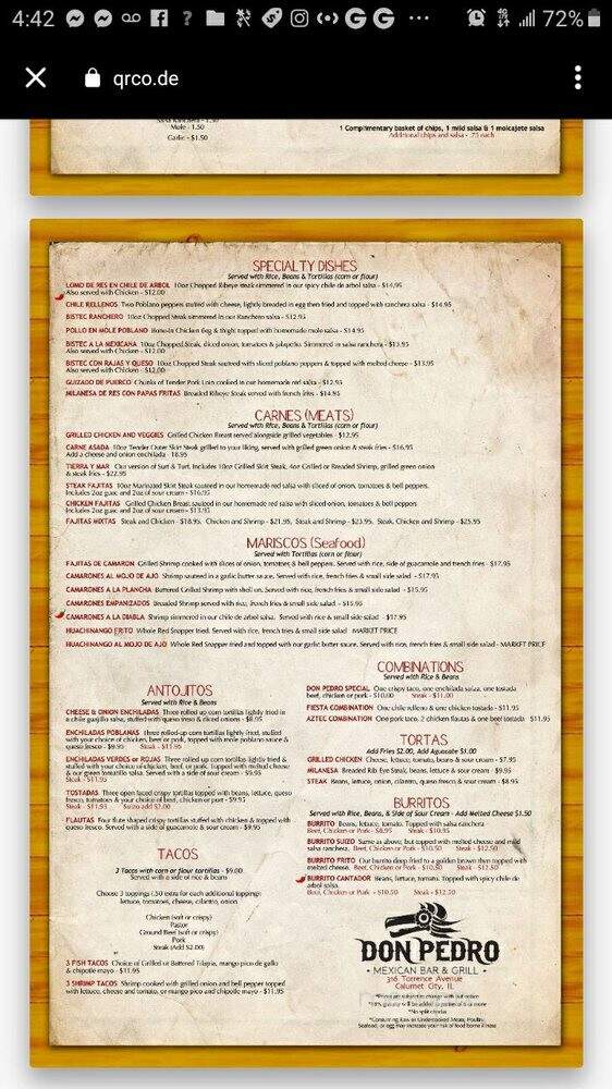 Don Pedro - Calumet City, IL menu_pic