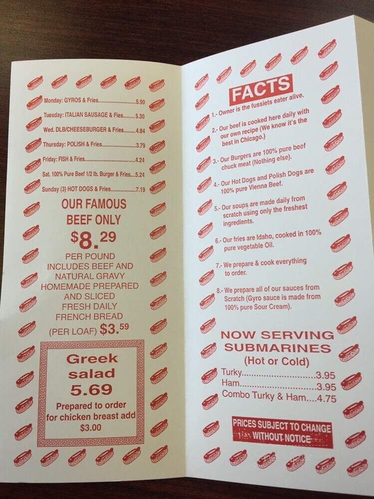 Donald's Famous Hot Dogs - Chicago, IL menu_pic