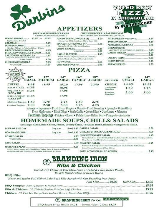 Durbin's - Tinley Park, IL menu_pic