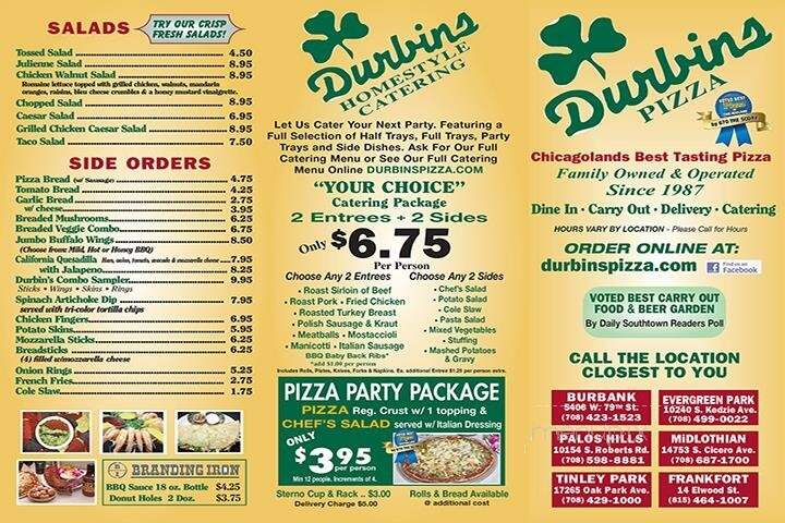 Durbin's - Tinley Park, IL menu_pic