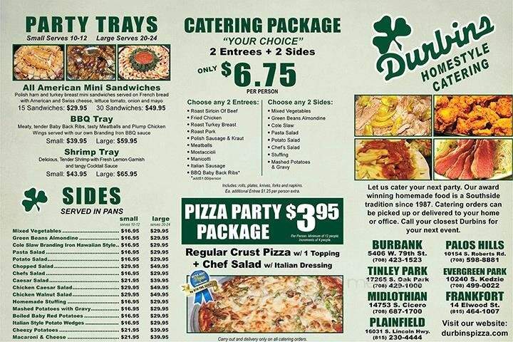 Durbin's - Tinley Park, IL menu_pic