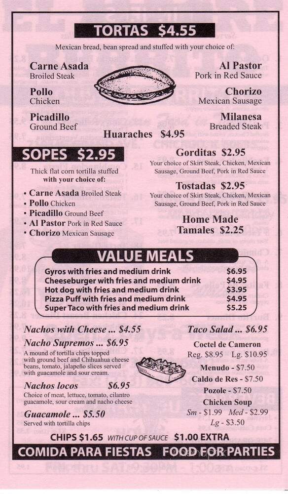 El Alegre Burrito - Chicago, IL menu_pic