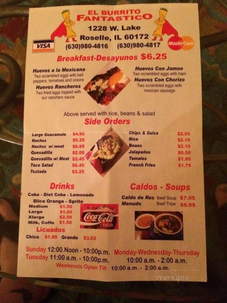El Burrito Fantastico - Roselle, IL menu_pic