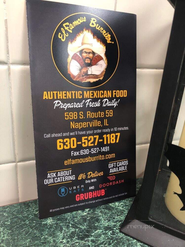 El Famous Burrito - Naperville, IL menu_pic