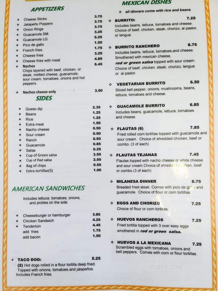 El Mexicano - Peoria, IL menu_pic
